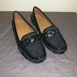 Coach Black Loafers with black & silver logo